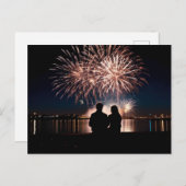 カップルのシルエットウォッチング花火 ポストカード (正面/裏面)