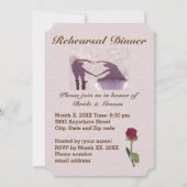 カップルのシルエットハートサンドリハーサルディナー 招待状 (正面)