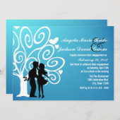 カップルのシルエット婚約パーティ 招待状 (正面/裏面)