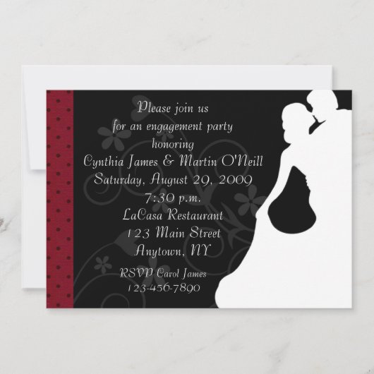 カップルのシルエット 招待状 (正面)