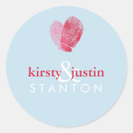 カップルのシールかわいい結婚指紋ハート ラウンドシール