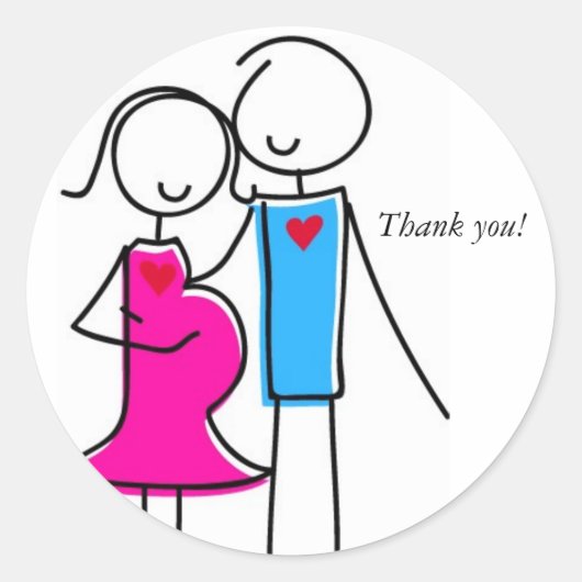 カップルのステッカーを期待して、それは女の子だ ラウンドシール (正面)