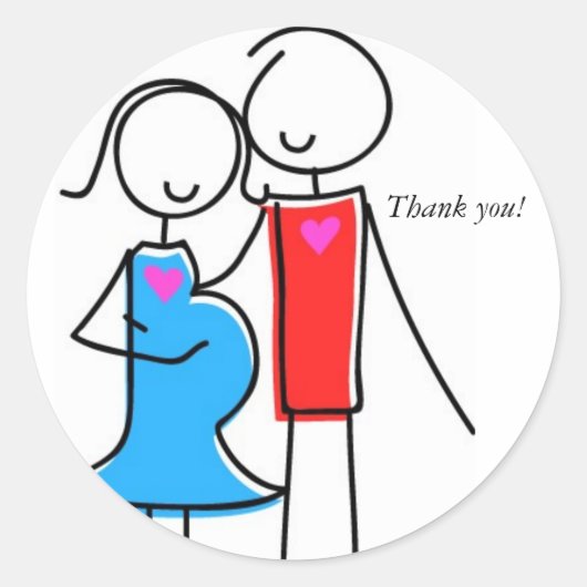 カップルのステッカーを期待して、それは男の子だ ラウンドシール (正面)