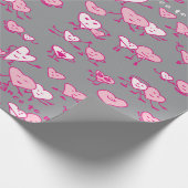 カップルのバレンタインピンクダンスハートラッピング紙 ラッピングペーパー (角)