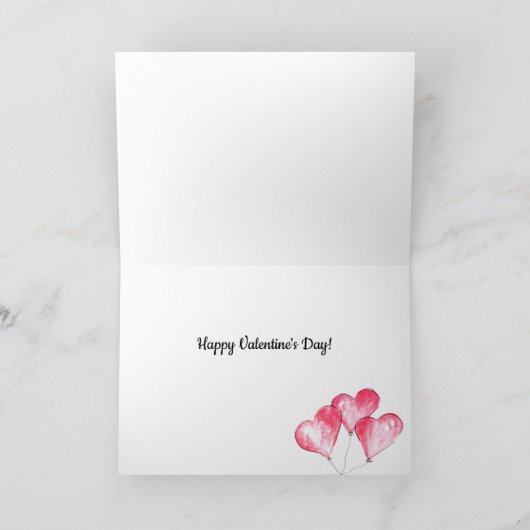 カップルのバレンタインピンクブルーバイクバルーンハート愛 シーズンカード (内部)