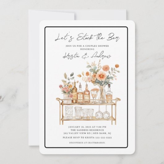 カップルのバーシャワーを予約しよう 招待状 (正面)