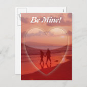 カップルのビーチバレンタイン シーズンポストカード (正面/裏面)