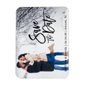 カップルのフォトブラシスクリプトを保存すモダンる マグネット (縦)