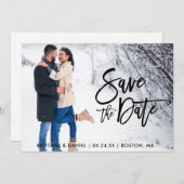 カップルのフォトブラシスクリプトカードを保存 セーブザデート (正面/裏面)