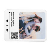 カップルのフォトミュージックプラークQRコードウェディング招待 マグネット (横)