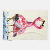 カップルのフラミンゴのキッチンタオル キッチンタオル (横)