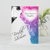 カップルのブライダルシャワーのエレガントグリッター色 招待状 (スタンド正面)