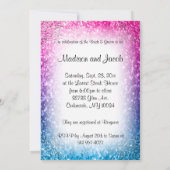 カップルのブライダルシャワーのエレガントグリッター色 招待状 (裏面)