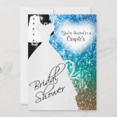カップルのブライダルシャワーエレガントビーチグリッター 招待状 (正面)