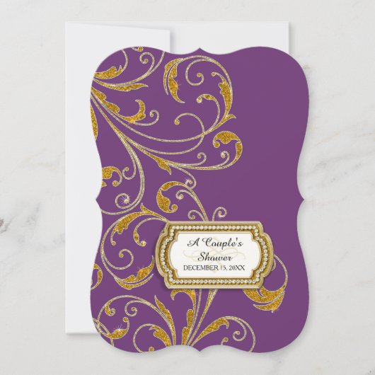 カップルのブライダルシャワーグラムオールドハリウッドリージェンシー 招待状 (正面)