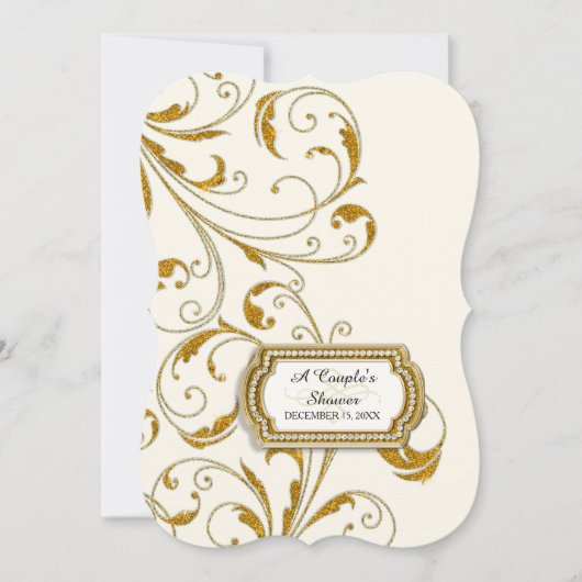 カップルのブライダルシャワーグラムオールドハリウッドリージェンシー 招待状 (正面)