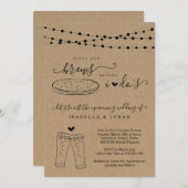 カップルのブライダルシャワー前のピザとブルーズ 招待状 (正面/裏面)