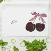 カップルのブラックチェリーの台所皿タオル キッチンタオル (折り畳み)