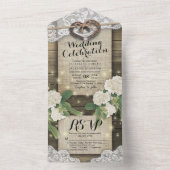 カップルのホースシューズレースウッドアジサイ結婚式RSVP オールインワン招待状 (内側)