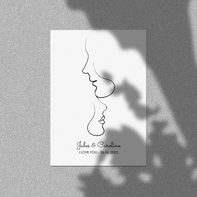 カップルのミニマル抽象芸術ラインアート メタルプリント (クリエイターアップロード済み)