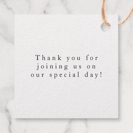 カップルのモノグラムと日付の結婚式の引き出物 フェイバータグ (裏面)