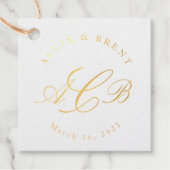 カップルのモノグラムと日付の結婚式の引き出物 フェイバータグ (正面)