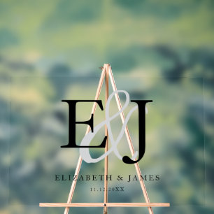 カップルのモノグラムイニシャルエレガントな結婚式のサイン アクリルサイン