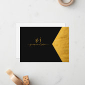カップルのモノグラムフェイクミニマリスト金箔ブラック ノートカード (正面/裏面インサイチュ)