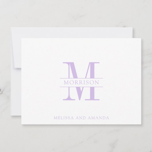 カップルのモノグラムミニマリストラベンダーノートカード ノートカード (正面)
