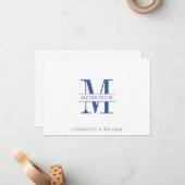 カップルのモノグラムミニマリスト海軍ホワイトノートカード ノートカード (正面/裏面インサイチュ)