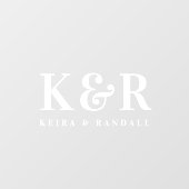 カップルのモノグラムミニマルシンプルリストホワイトネームプレート ウィンドウサイン (シート)