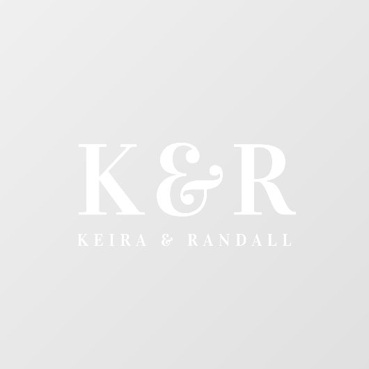 カップルのモノグラムミニマルシンプルリストホワイトネームプレート ウィンドウサイン (シート)