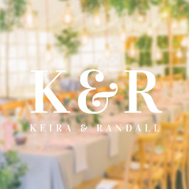 カップルのモノグラムミニマルシンプルリストホワイトネームプレート ウィンドウサイン