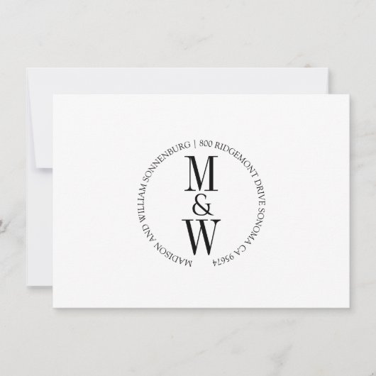 カップルのモノグラムミニマル白黒ノートカード ノートカード (正面)