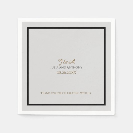 カップルのモノグラム(名前/イニシャル)の白 スタンダードカクテルナプキン (正面)