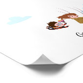 カップルのラブフライトの拇印のゲストブック ポスター (角)