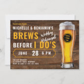 カップルのリハーサル前結婚にブリュウ素朴 招待状 (正面)