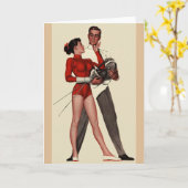 カップルのロマンチックな挨拶状を囲うヴィンテージ カード (黄色い花)