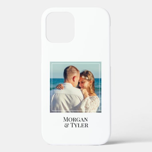 カップルの写真と名前のパーソナライズ，正方形，白 Case-Mate iPhoneケース (裏面)