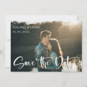 カップルの写真のスクリプトの日付を保存 招待状 (正面)