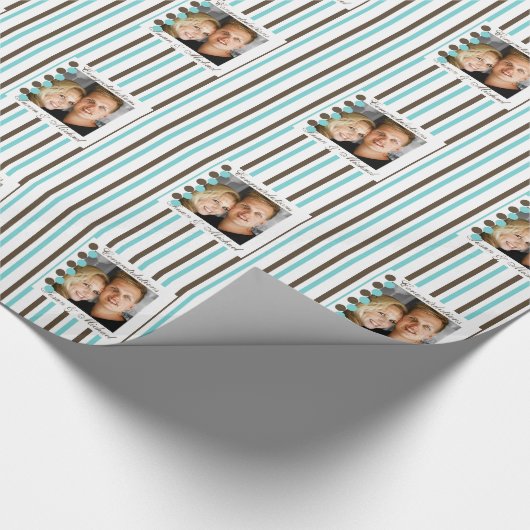 カップルの写真のパーソナライ結婚ズ ラッピングペーパー (角)