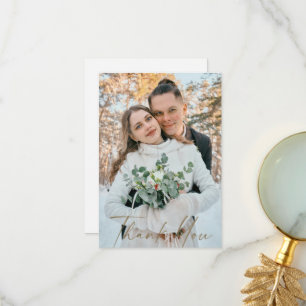カップルの写真の冬の結婚式空白のありがとう サンキューカード