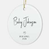 カップルの写真の新生児の予定2024 セラミックオーナメント (左)