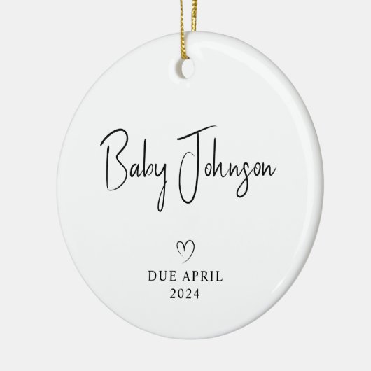 カップルの写真の新生児の予定2024 セラミックオーナメント (左)