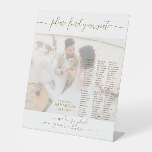 カップルの写真の結婚式のシーティングチャート台座のサイン 台座サイン (正面)