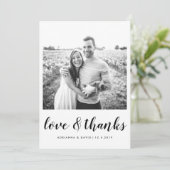 カップルの写真の結婚式愛および感謝の原稿 サンキューカード (スタンド正面)