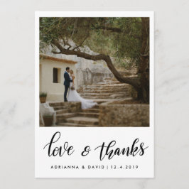 カップルの写真の結婚式愛および感謝の原稿 サンキューカード