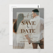 カップルの写真の透明な日付カードを保存 ポストカード (正面/裏面)