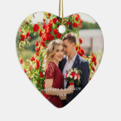 カップルの写真は年のハートを示します セラミックオーナメント (右)