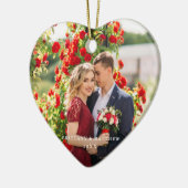 カップルの写真は年のハートを示します セラミックオーナメント (左)